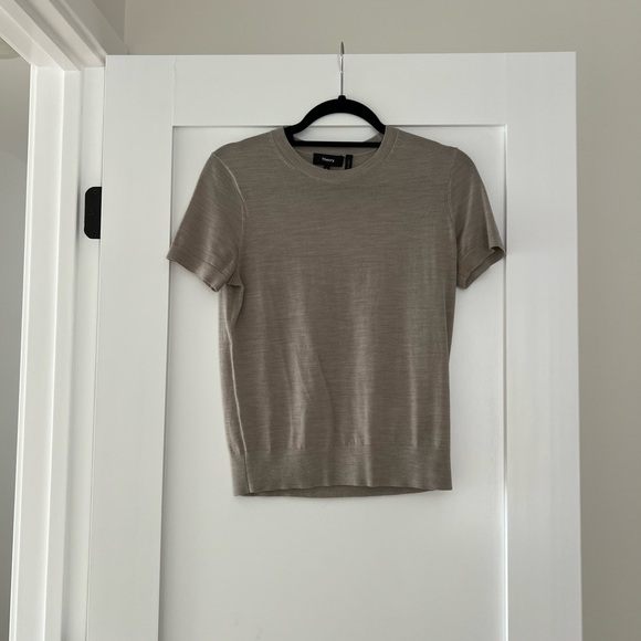 Theory Short-Sleeve Sweater in Regal Wool - Picture 2 of 3